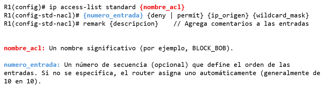 ACL estatica nombrada