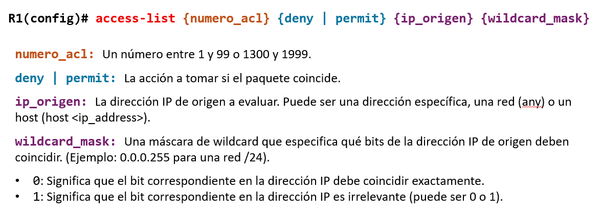 ACL estatica numerada